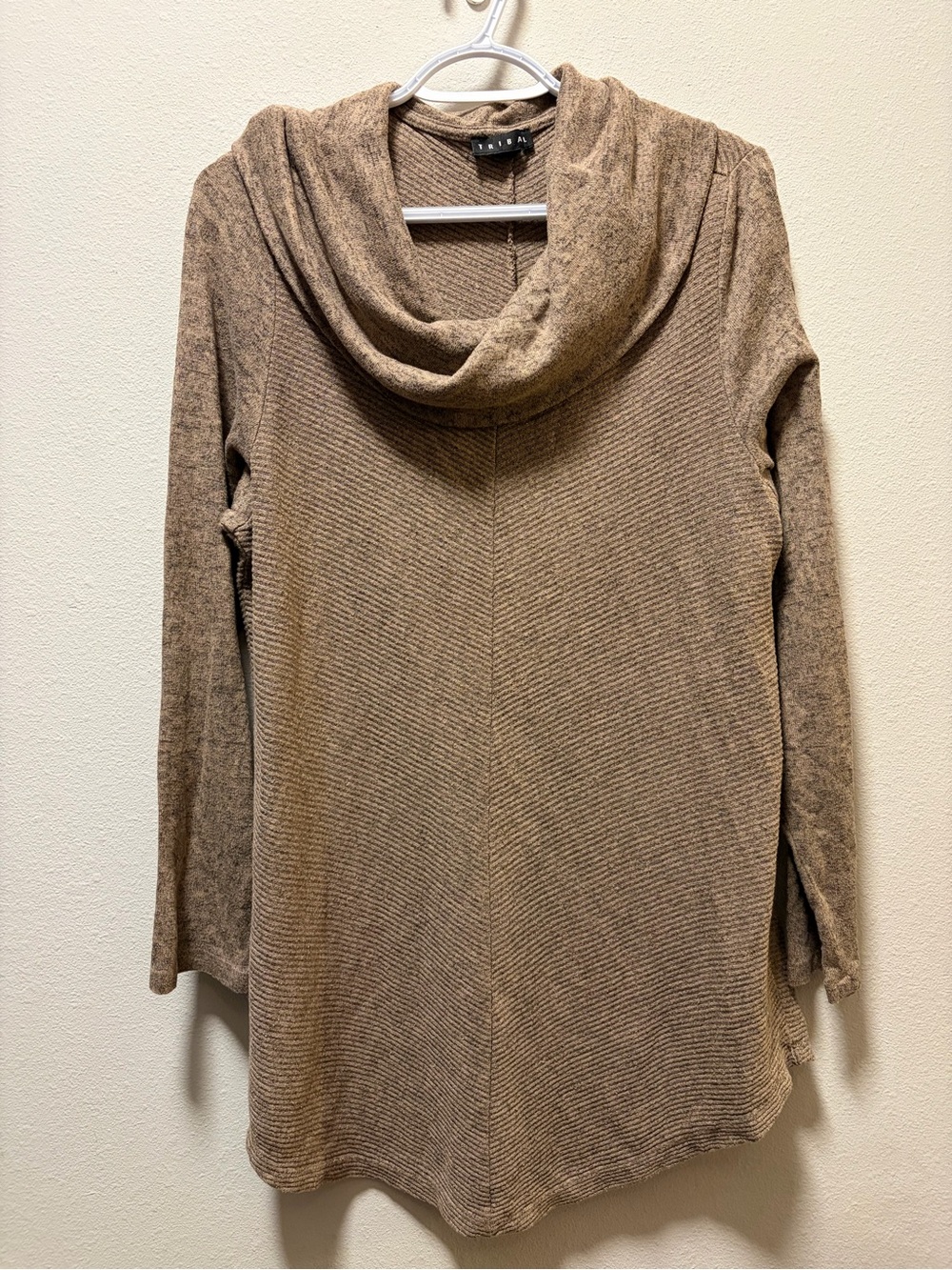 Tribal Soft Knit Cowl Neck Sweater - Brown
